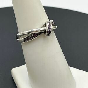 FD 925 Round Lab-Created Amethyst Women's Engagement Ring White Gold Plated Sz 7